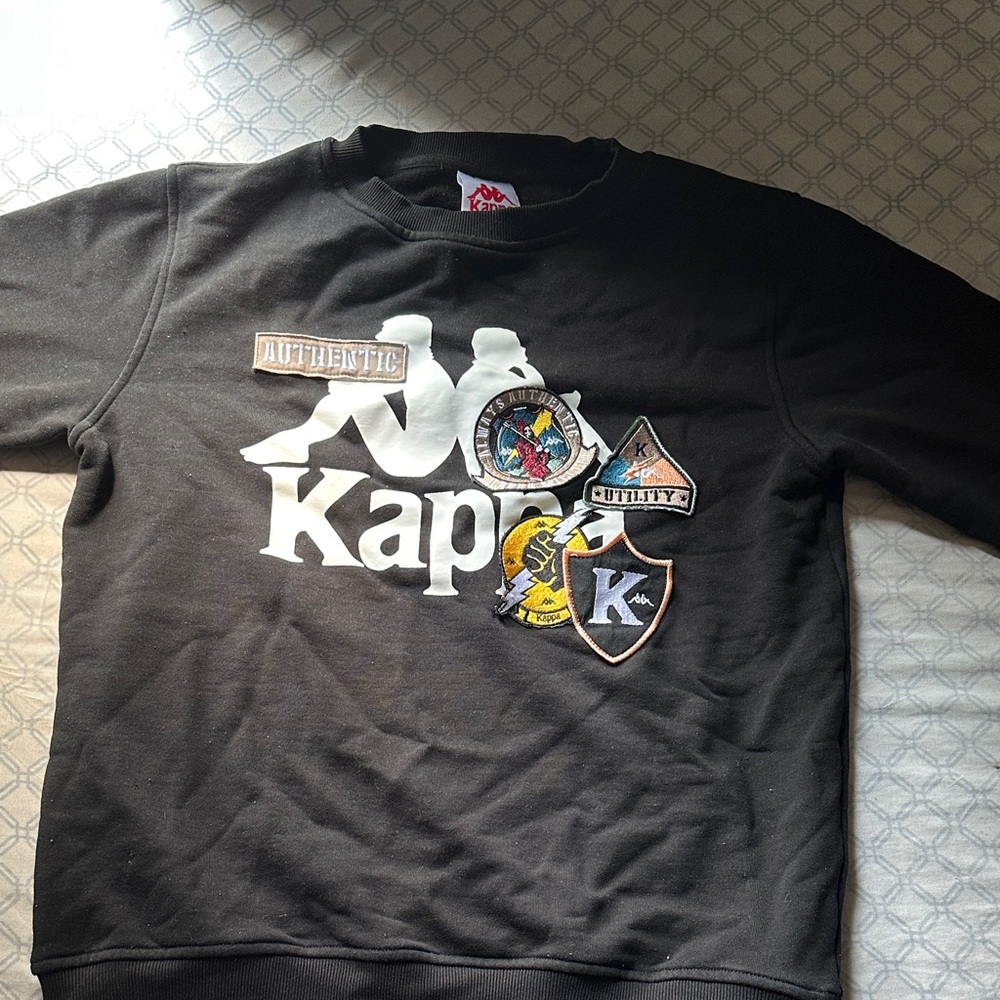 Kappa Authentic Luther Man Patches Black Crewneck Sweatshirt Men’s Size S